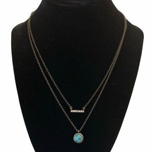 Chloe + Isabel Turquoise Layer Double Bar Necklace
